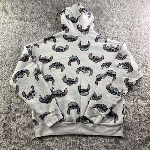 Lilo and Stitch Sweatshirt Womens Medium White Gray Hoodie All Over Print Disney - Picture 5 of 7